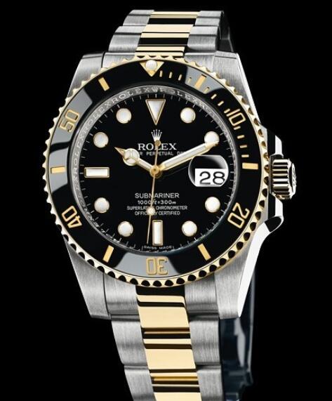 Rolex Replica Watch Oyster Perpetual Submariner Date Rolesor 116613 LN / 97203 Yellow Rolesor - Black Dial